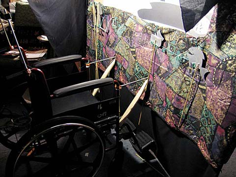 Shadow puppet theater mounted on a wheelchair